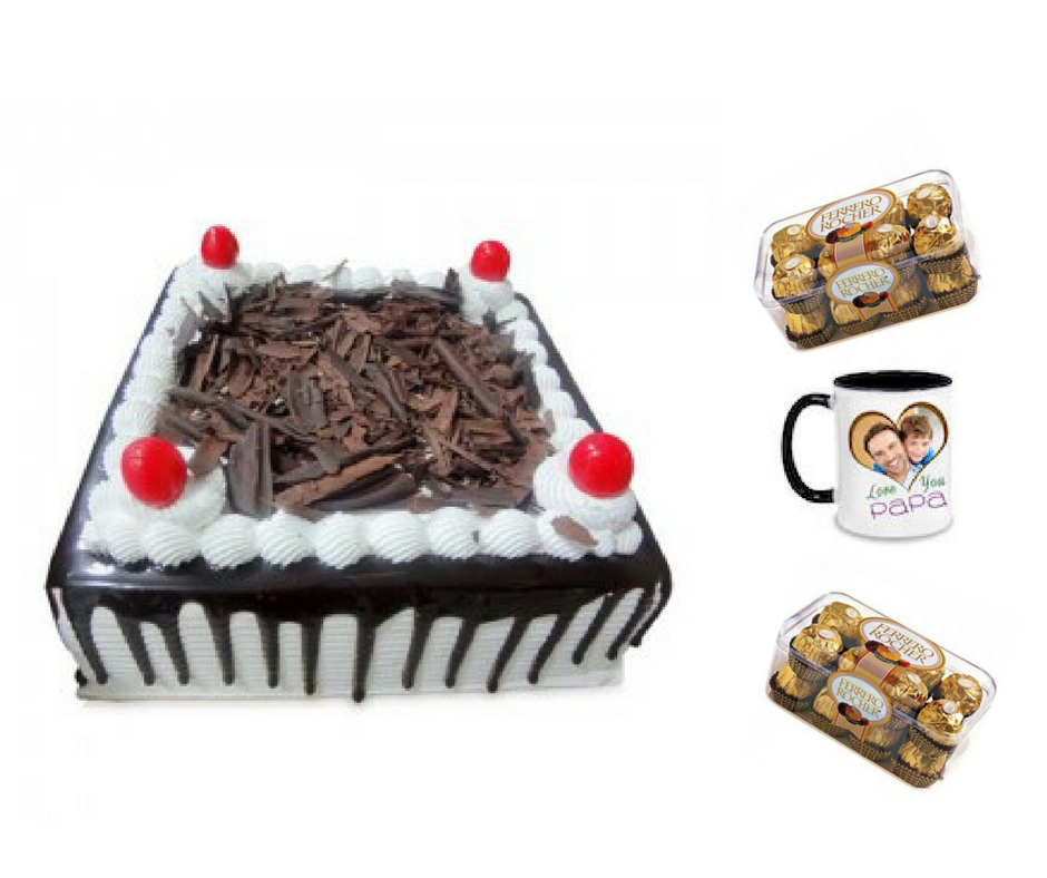 Black forest cake, Ferrero Rocher Chocolates & Personalized Mug - Saving 10$ - COMBO2017-16