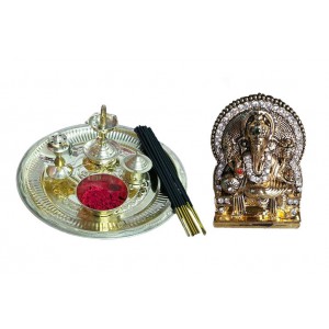 Diwali Thali - Puja Thali & Ganesh Idol - 1APO351 