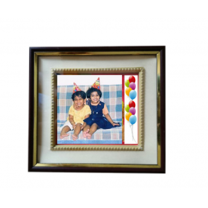 Photo Frame with Dark Brown and Golden Border - FRM102